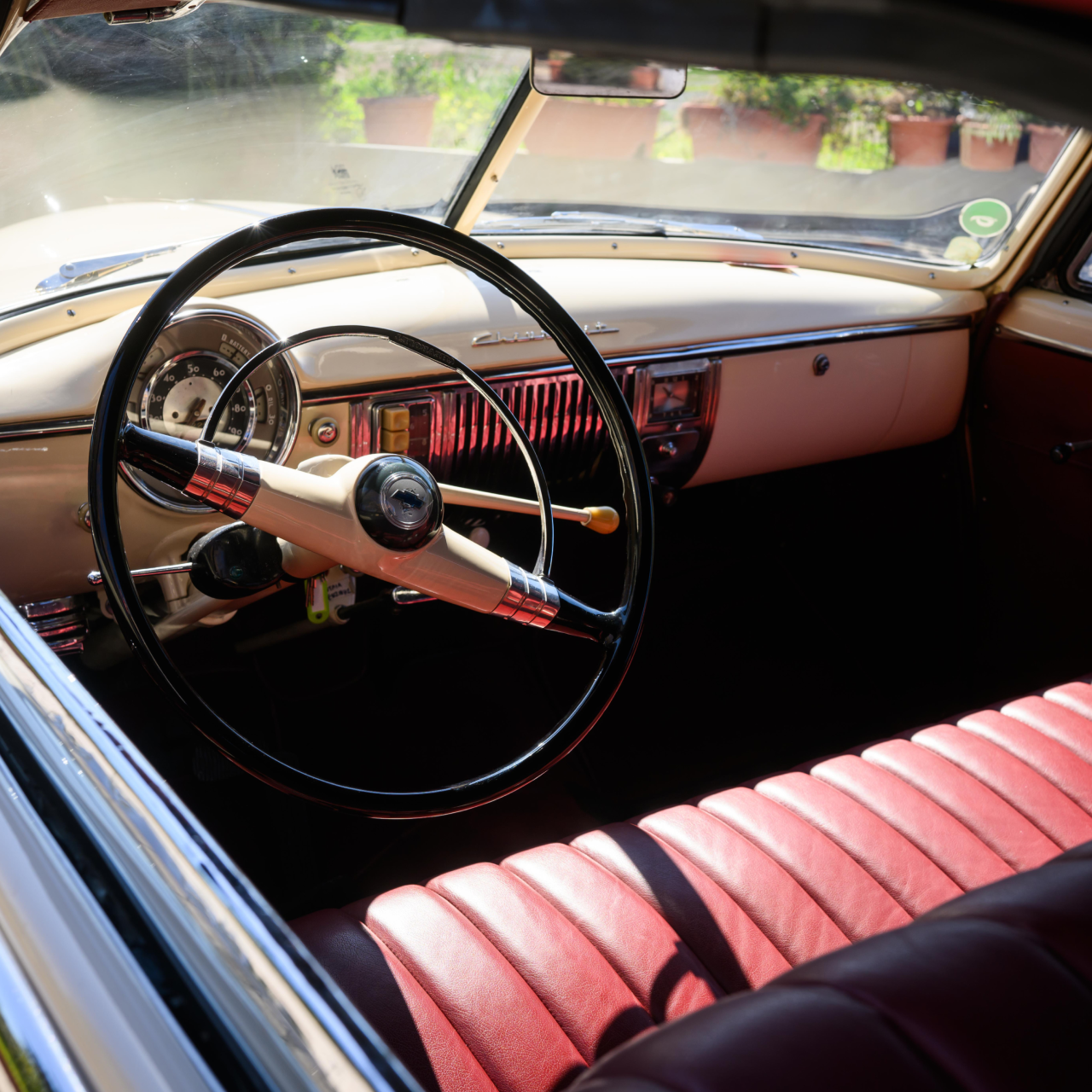 Vintage wedding car interior Cyprus